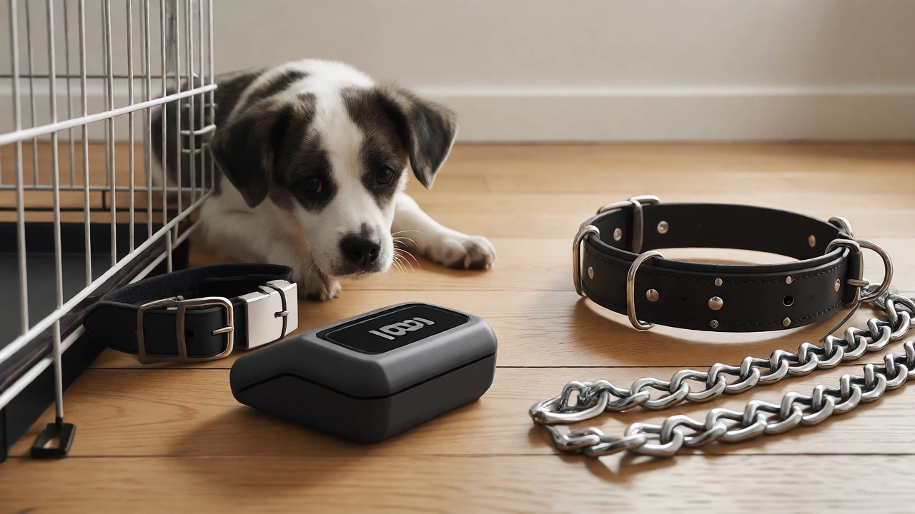 Breakaway collar and training collars compared near crate