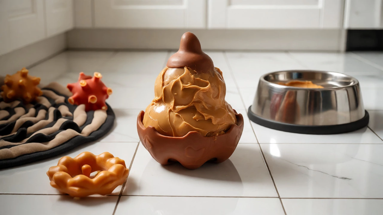 Stuffed Kong toy and chew items prepared for a lonely puppy